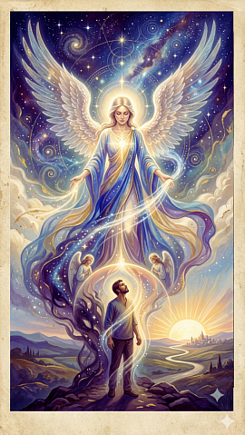 Angel de la guarda cuidando a un hombre